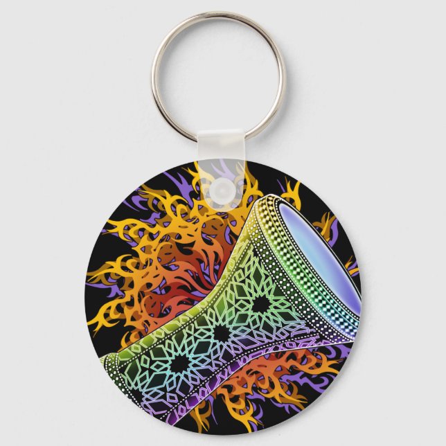Rainbow Tribal Doumbek Keychain (Front)
