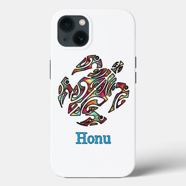 Rainbow Tribal Hawaiian Sea Turtle Case-Mate iPhone Case (Back)