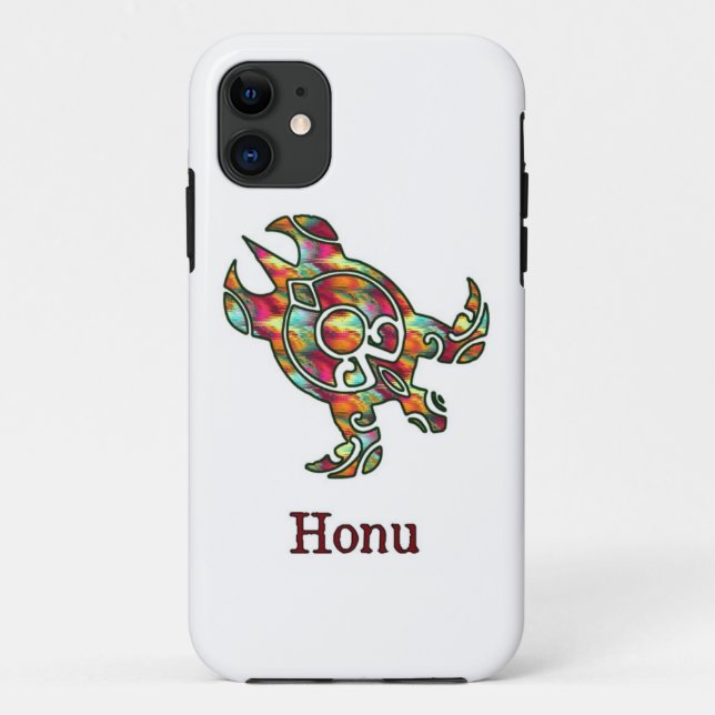 Rainbow Tribal Sea Turtle on White Case-Mate iPhon iPhone Case (Back)