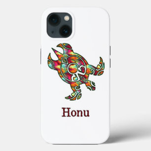 Rainbow Tribal Sea Turtle on White iPhone 13 Case