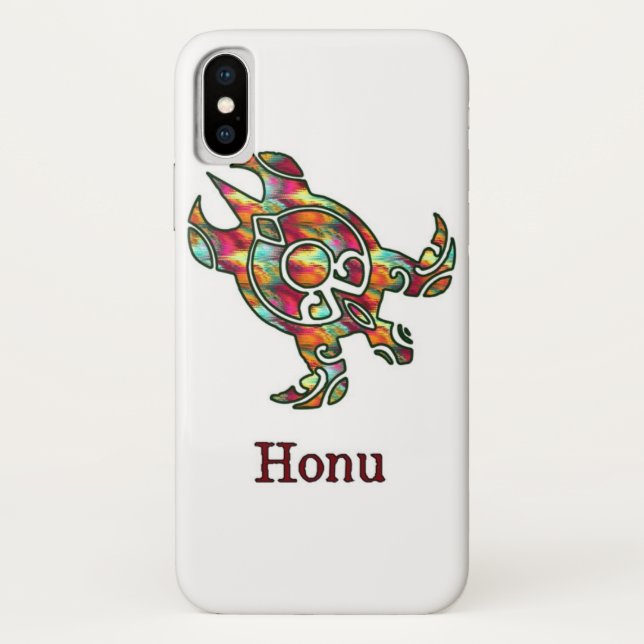 Rainbow Tribal Sea Turtle on White Case-Mate iPhone Case (Back)