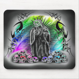 Rainbow Tribal Skull Grim Reaper Mousepad