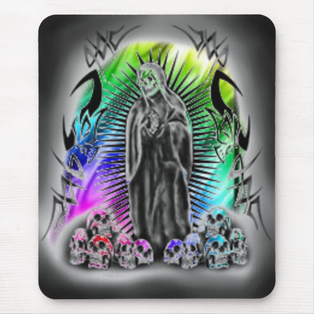 Rainbow Tribal Skull Grim Reaper Mousepad (Front)