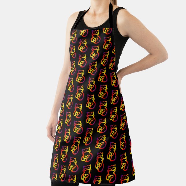 Rainbow Trinity Knot Celtic Cat Apron (Insitu)