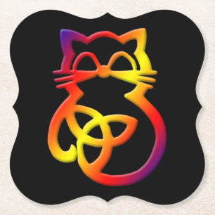 Rainbow Trinity Knot Celtic Cat Coasters