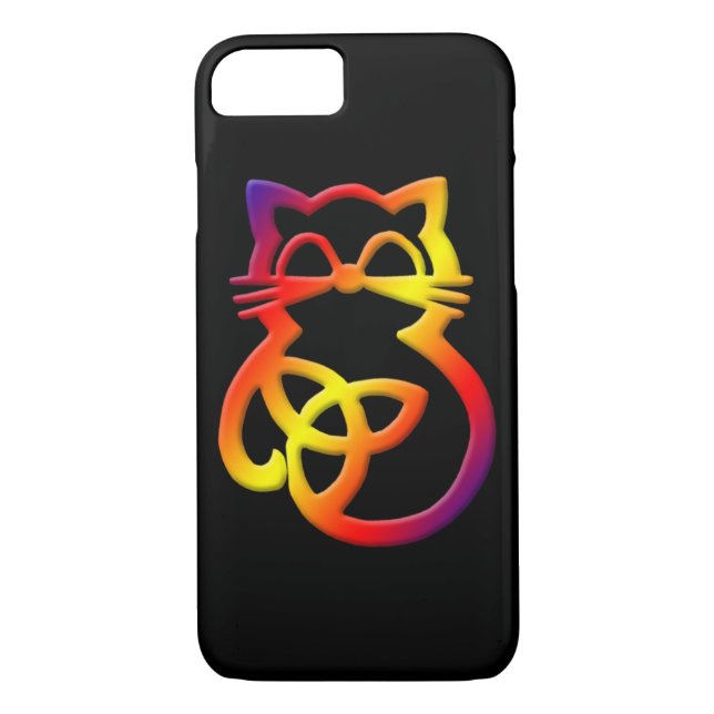 Rainbow Trinity Knot Celtic Cat iPhone 8/7 Coque (Dos)