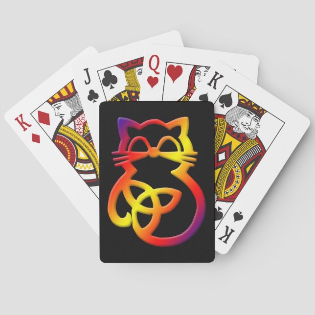 Rainbow Trinity Knot Celtic Cat Playing Cards (Back)