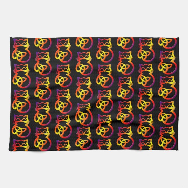 Rainbow Trinity Knot Celtic Chat Serviette de cuis (Horizontal)