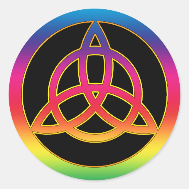 RAINBOW TRINITY KNOT CLASSIC ROUND STICKER (Front)