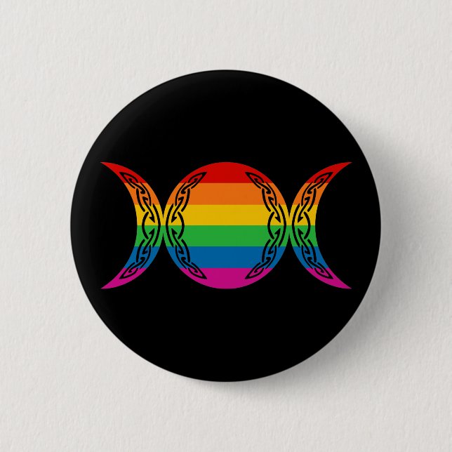 Rainbow Triple Goddess Symbol 2 Inch Round Button (Front)