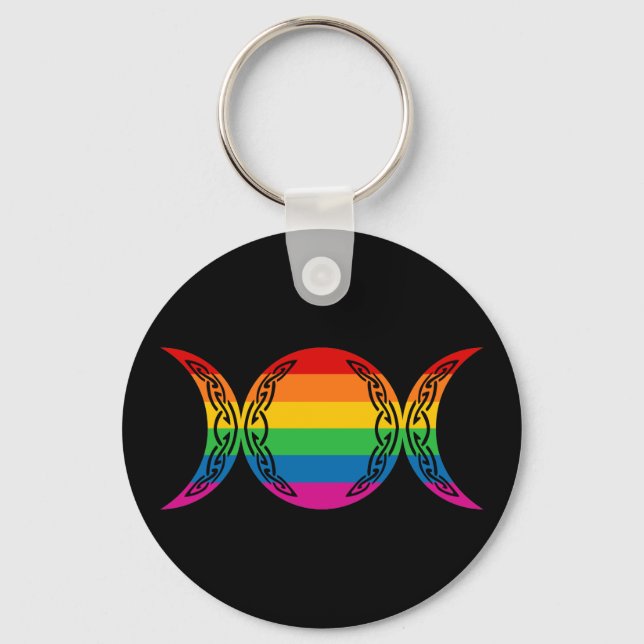 Rainbow Triple Goddess Symbol Keychain (Front)