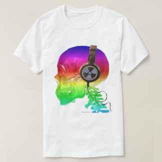 Rainbow Trippy Skull Bone Music T-Shirt
