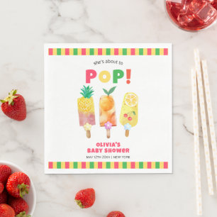 Rainbow Tropical Fruit Ice Cream Pop Baby Shower Napkin