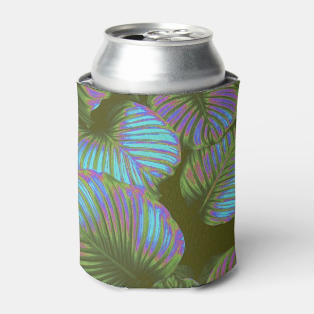 Rainbow Tropical Leaves Can Cooler (Can Front)