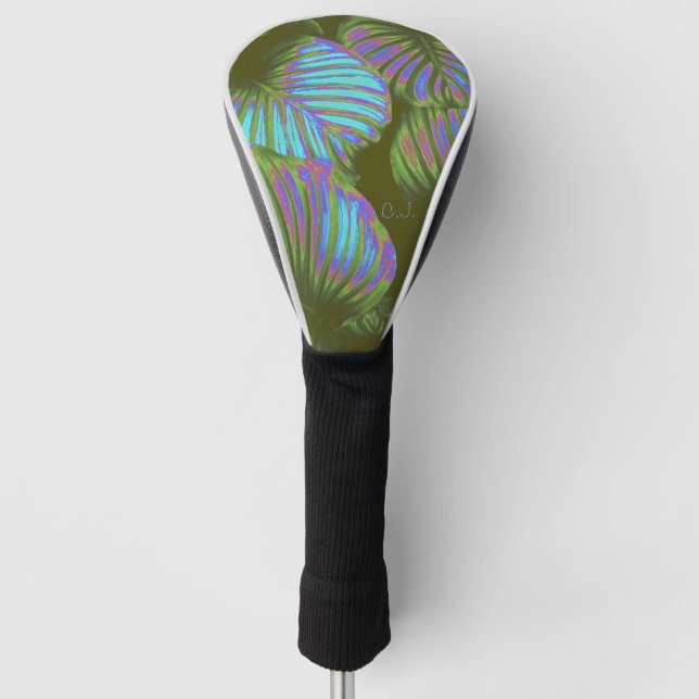 Rainbow Tropical Leaves Golf Head Cover (Front)