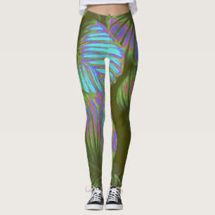 Rainbow Tropical Leaves Leggings