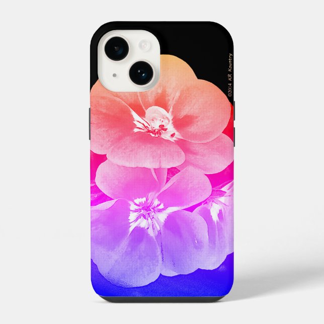 Rainbow Tropical Stylized Flowers iPhone Case (Back)