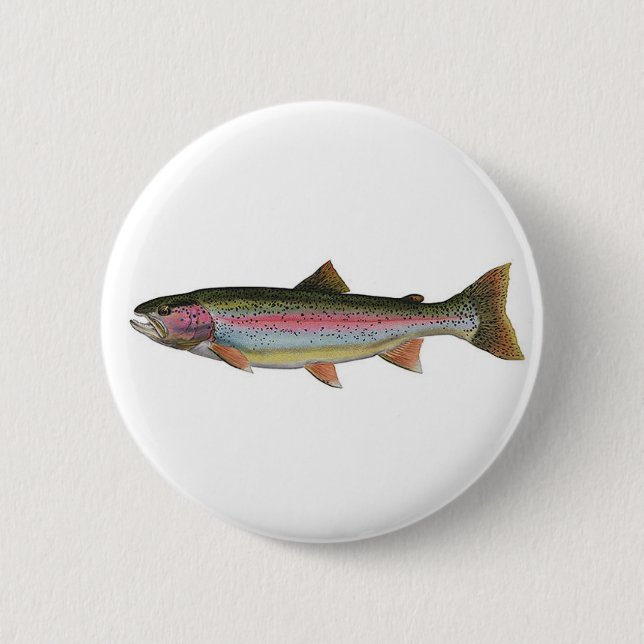 Rainbow Trout 2 Inch Round Button (Front)