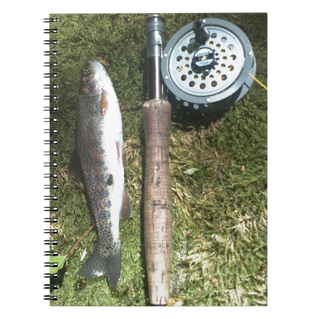 rainbow trout and fly fishing reel notebook (Front)
