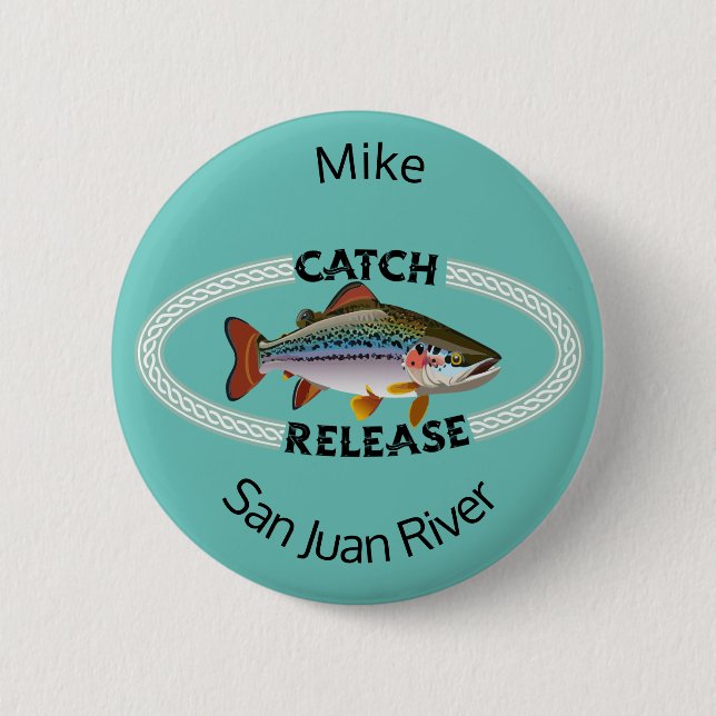 Rainbow Trout Catch Release Resource Conservation 2 Inch Round Button (Front)