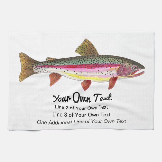 Rainbow Trout Fish Fly Fishing Angling Guide Lodge Kitchen Towel (Horizontal)