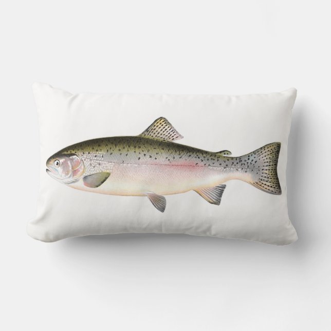 Rainbow Trout Fish Lumbar Pillow (Front)