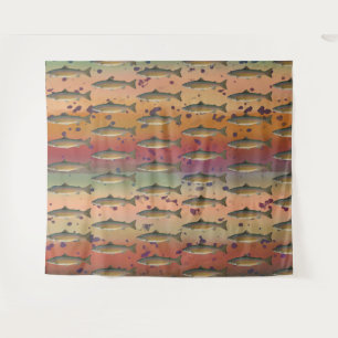Rainbow Trout Fish Pattern for Fly Fishermen Tapestry