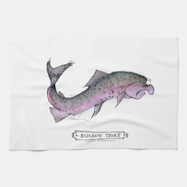 Rainbow Trout fish, tony fernandes Kitchen Towel (Horizontal)