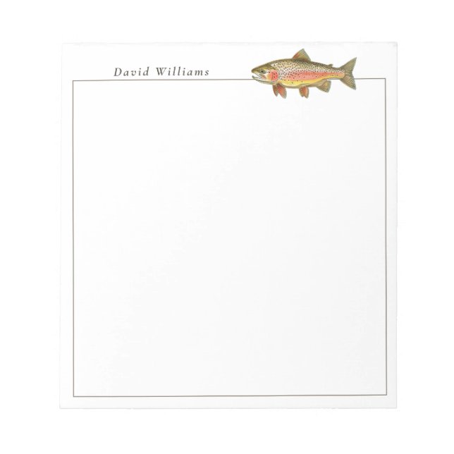 Rainbow Trout Fisherman Personalized Notepad (Front)