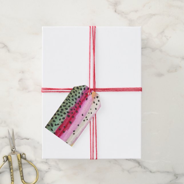 Rainbow Trout Fishermen Gift Tags (With Twine)