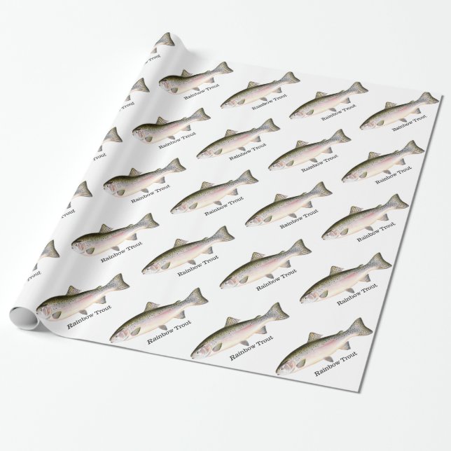 Rainbow Trout Fishes Pattern Wrapping Paper (Unrolled)