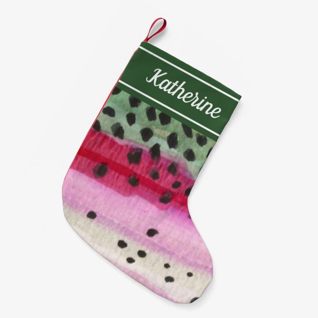Rainbow Trout Fishing Angler's Small Christmas Stocking (Front (Hanging))