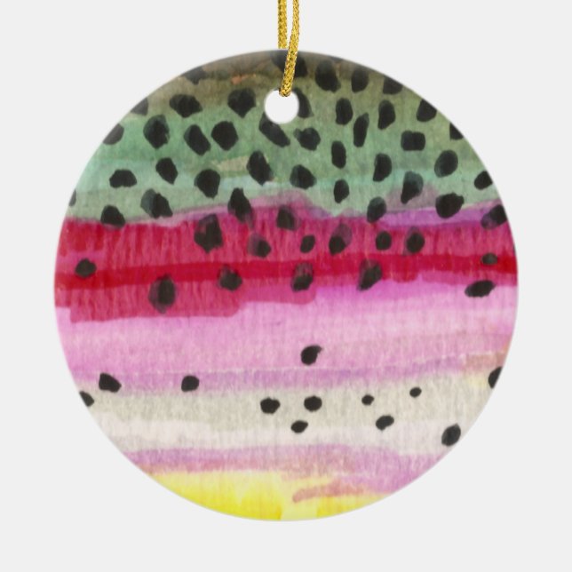 Rainbow Trout Fishing Ceramic Ornament (Front)