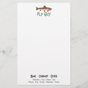 Rainbow Trout Fishing Fisherman Angler Fly Guy Stationery