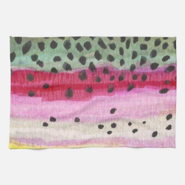 Rainbow Trout Fishing Kitchen Towel (Horizontal)