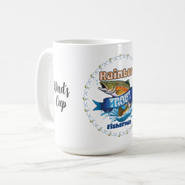 Rainbow Trout Fishing Personalized Illustration Coffee Mug (Front Left)