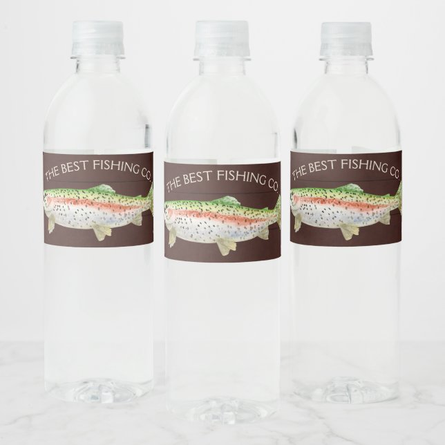 Rainbow Trout Fishing Small Business Ad Specialty Water Bottle Label (Bottles)