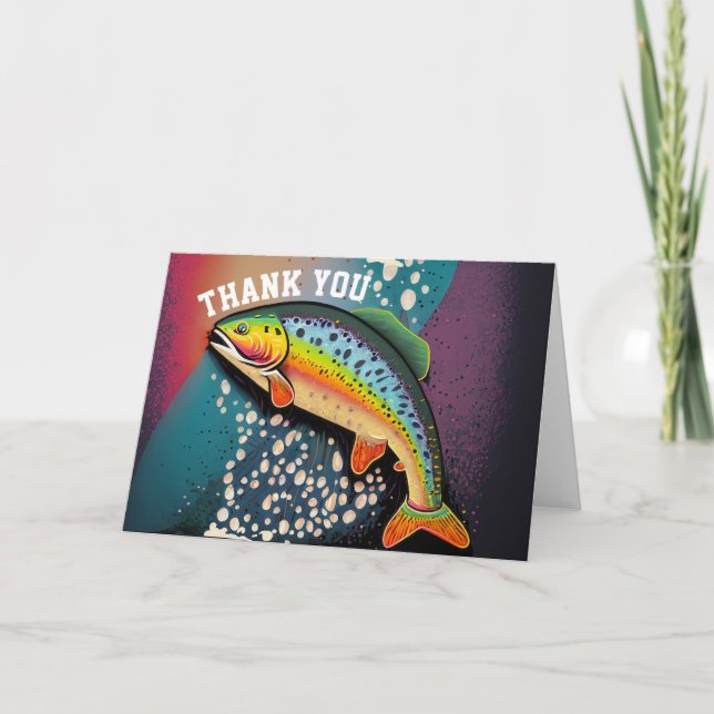 Rainbow Trout Fishing Thank You Card Personalized (Front)