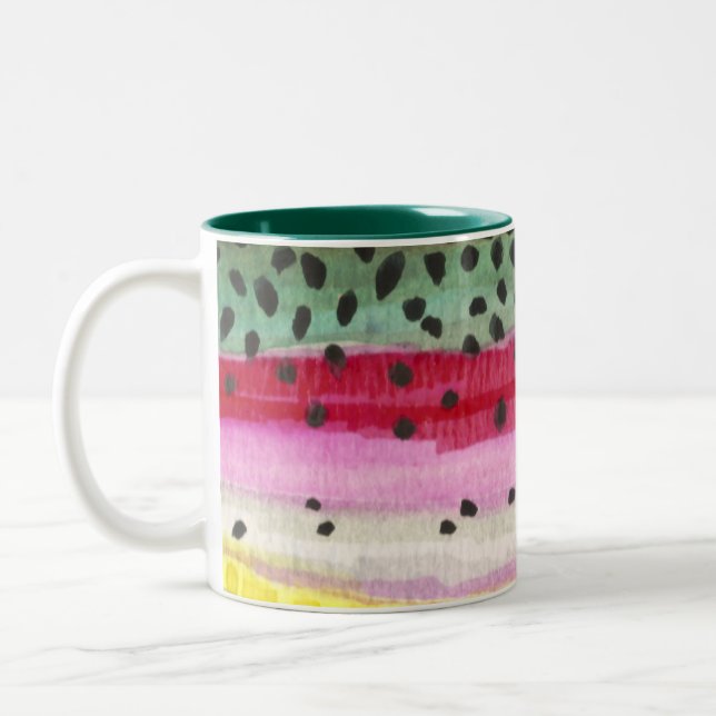 Rainbow Trout Fishing Two-Tone Coffee Mug (Left)