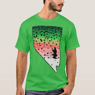 Rainbow Trout Fly Fish Nevada State Map Fly Fishin T-Shirt