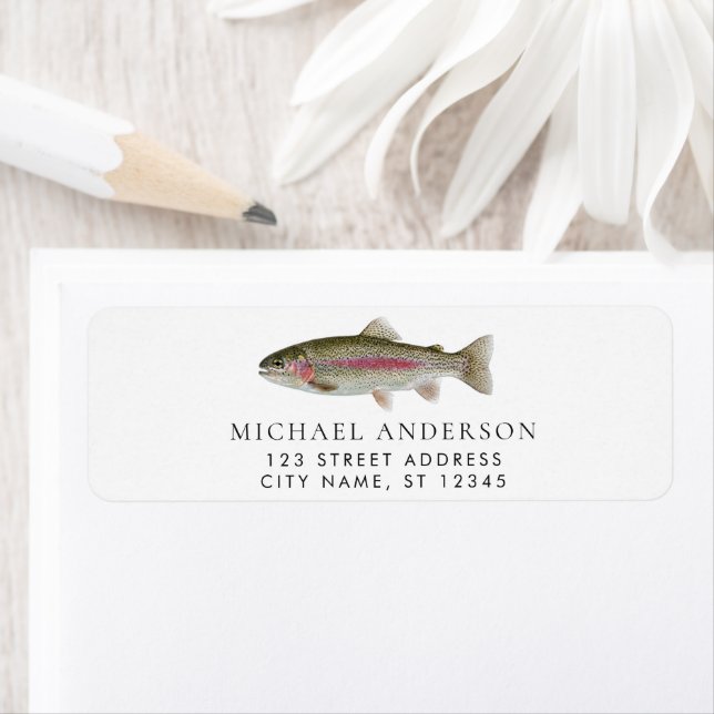 Rainbow Trout - Fly Fisherm Return Address Label   (Insitu)