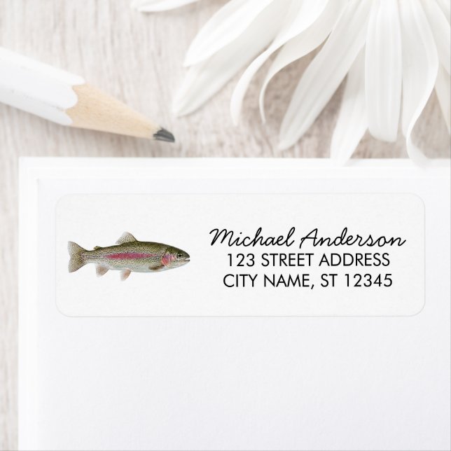 Rainbow Trout - Fly Fisherm Return Address Label   (Insitu)