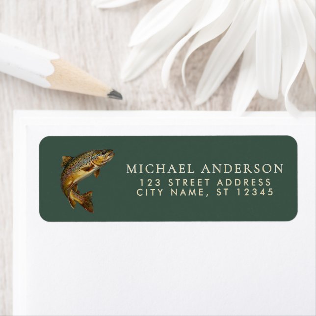 Rainbow Trout - Fly Fisherm Return Address Label   (Insitu)