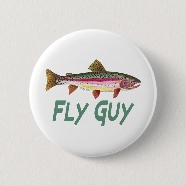 Rainbow Trout Fly FIshing 2 Inch Round Button (Front)