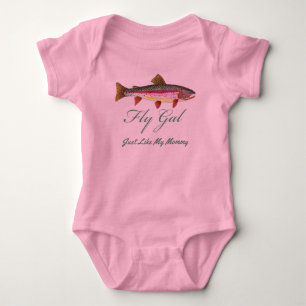 Rainbow Trout Fly Fishing Girl's Baby Bodysuit