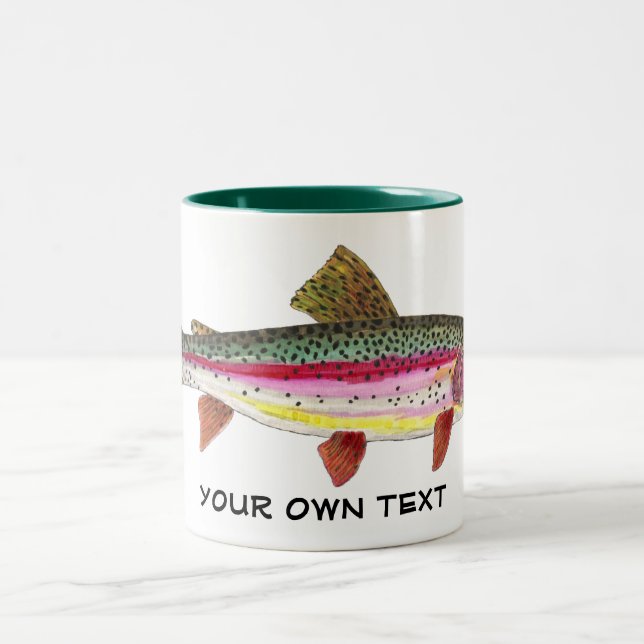 Rainbow Trout Fly Fishing Ichthyology Angler's Two-Tone Coffee Mug (Center)