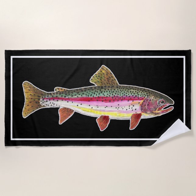  Rainbow Trout Fly Fishing Ichthyology Cool Summer Beach Towel (Front)