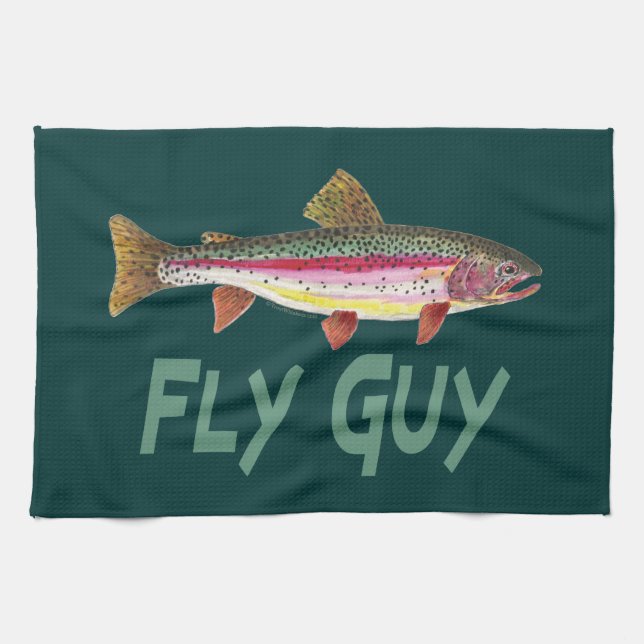 Rainbow Trout Fly FIshing Kitchen Towel (Horizontal)