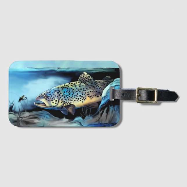 Rainbow Trout Fly Fishing Luggage Tag (Front Horizontal)