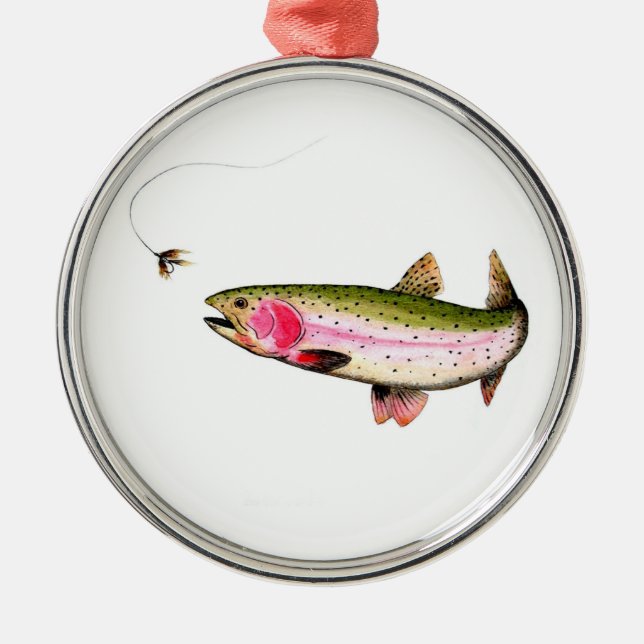 Rainbow Trout Fly Fishing Metal Ornament (Front)